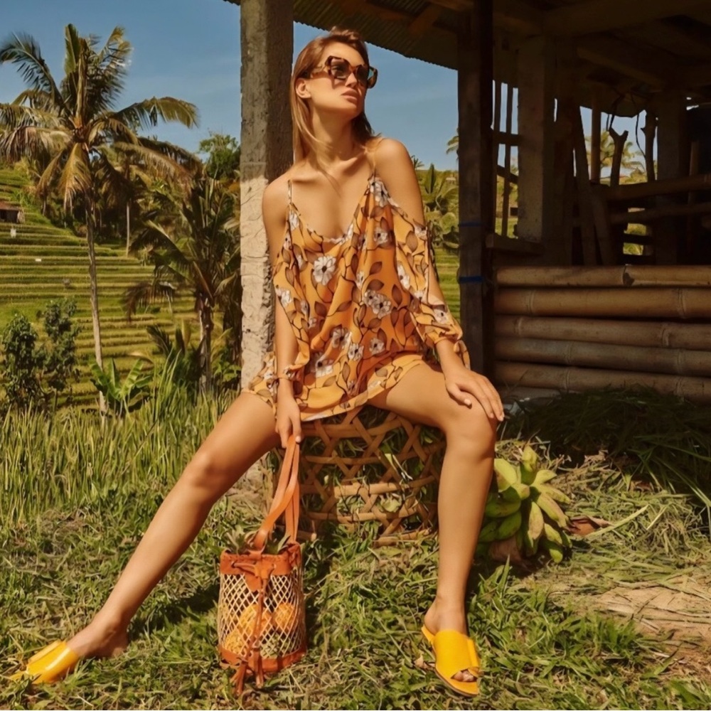 WET Swimwear Marraekesh - Mia Cut Out Tunic Coverup In Marigold Size Small & XS